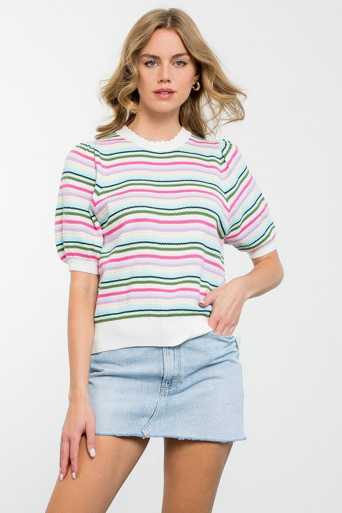 Shades Of Spring Striped Top Clothing THML   