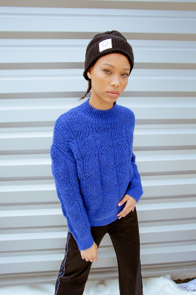 Royal Blue Cabled Sweater Clothing Molly Bracken   