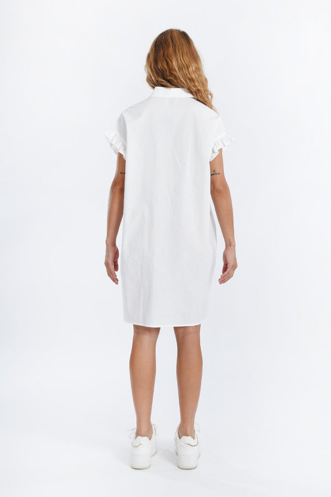 Button down Shirt Dress W/ Ruffle Slvs Clothing Molly Bracken   