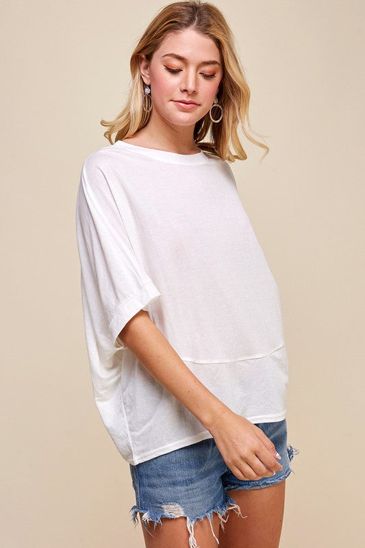 Loose Fit Drop Shoulder S/S Top Clothing Pinch   