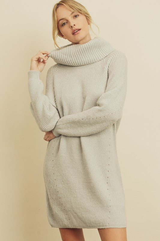 Ribbed Knit Turtleneck Sweater Dress Clothing Dress Forum Grey S 