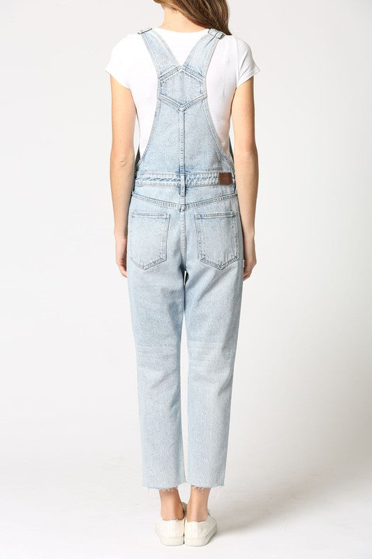 Light Wash Distressed Overalls Clothing Hidden   
