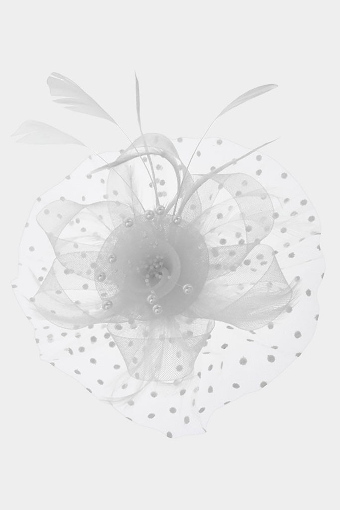 Flower W/ Polka Dots Fascinator Accessory Wona Trading White  