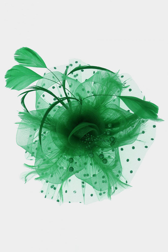 Flower W/ Polka Dots Fascinator Accessory Wona Trading Green  