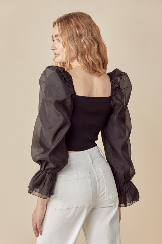 Puff Sleeve Crop Top Clothing Miou Muse   