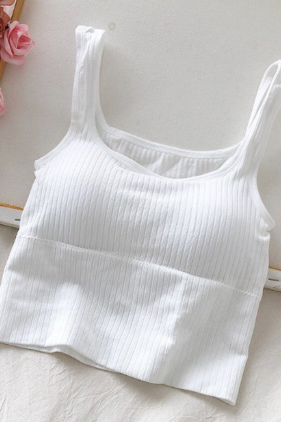 Ribbed Knit Crop Top Clothing Miss Sparkling White  