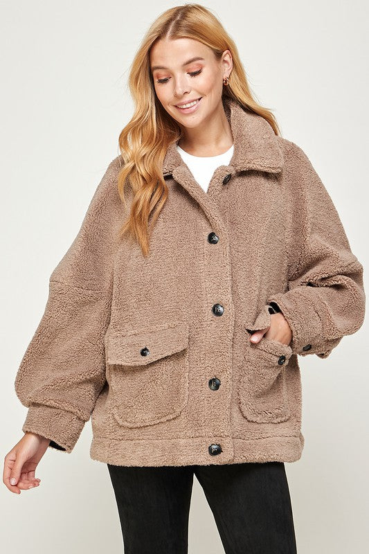 Taupe Fleece Over Jacket Clothing Ellison   