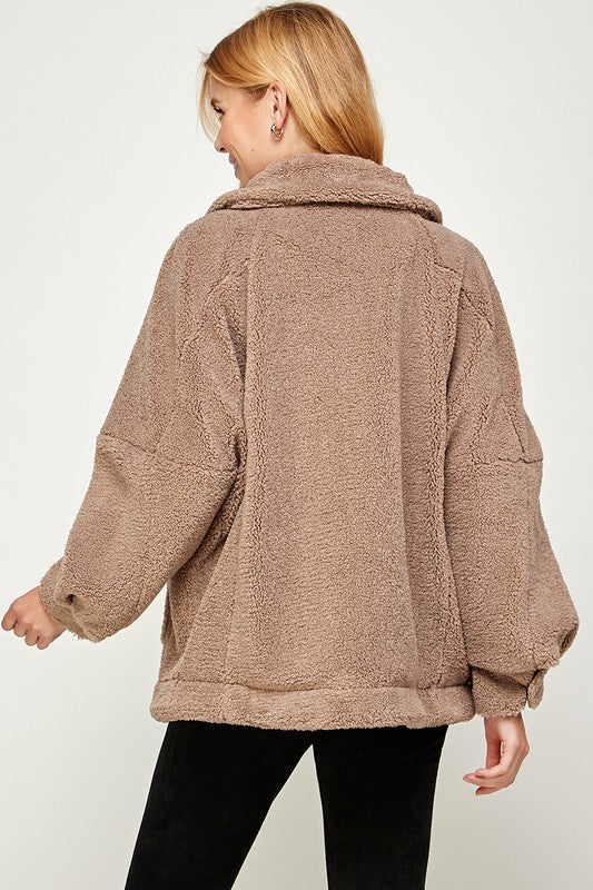 Taupe Fleece Over Jacket Clothing Ellison   