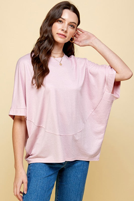 Loose Fit Drop Shoulder S/S Top Clothing Pinch S Dusty Pink 