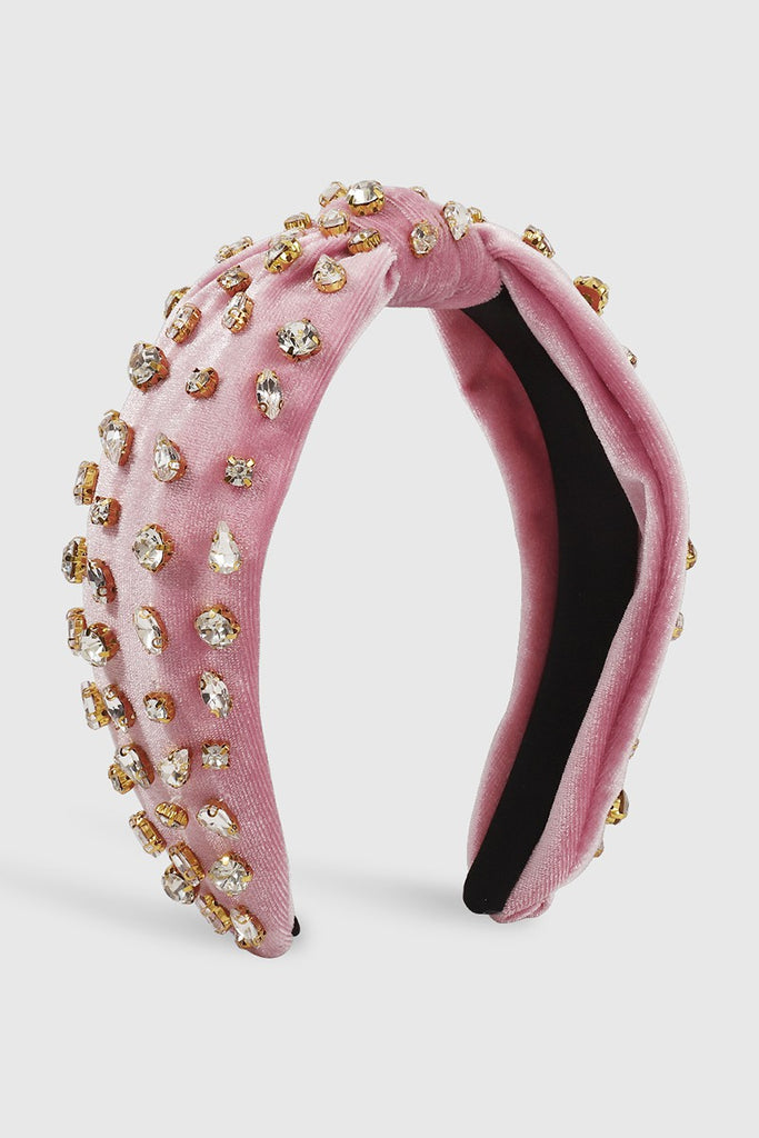 Crystal Velvet Knot Headband Accessory Medy Jewelry Light Pink  