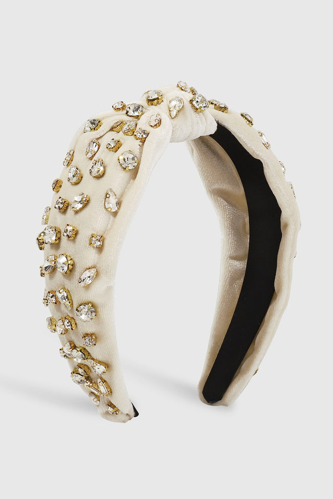 Crystal Velvet Knot Headband Accessory Medy Jewelry Cream  