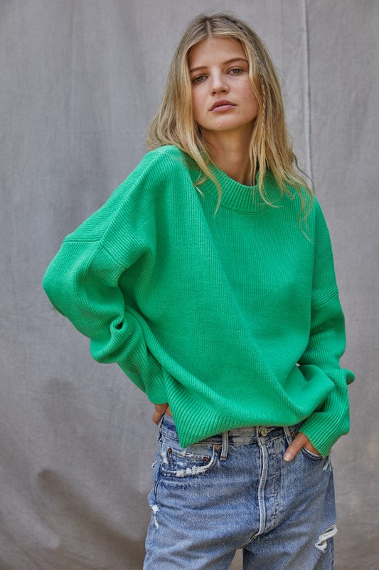 Lime Green Mock Neck Sweater Clothing By Together   