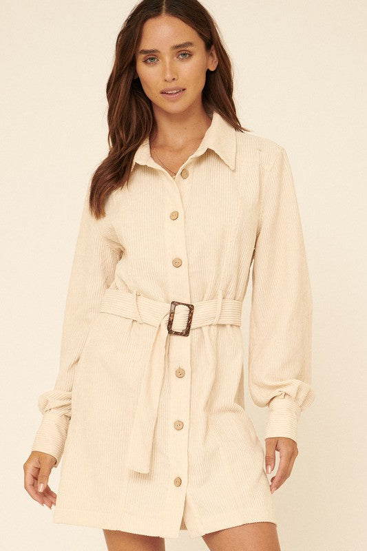 cream corduroy dress women Wanda Cream Corduroy Dress