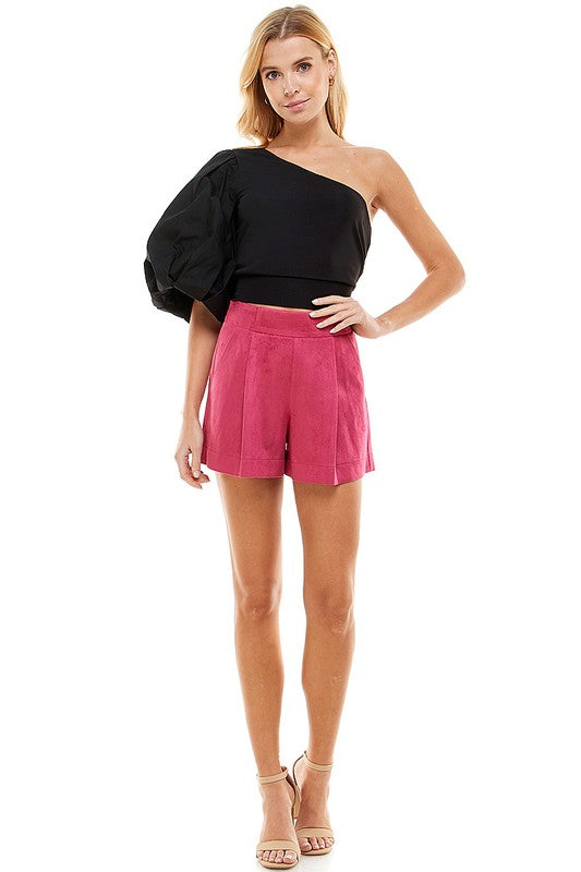 Magenta Suede Skirt Clothing TCEC   