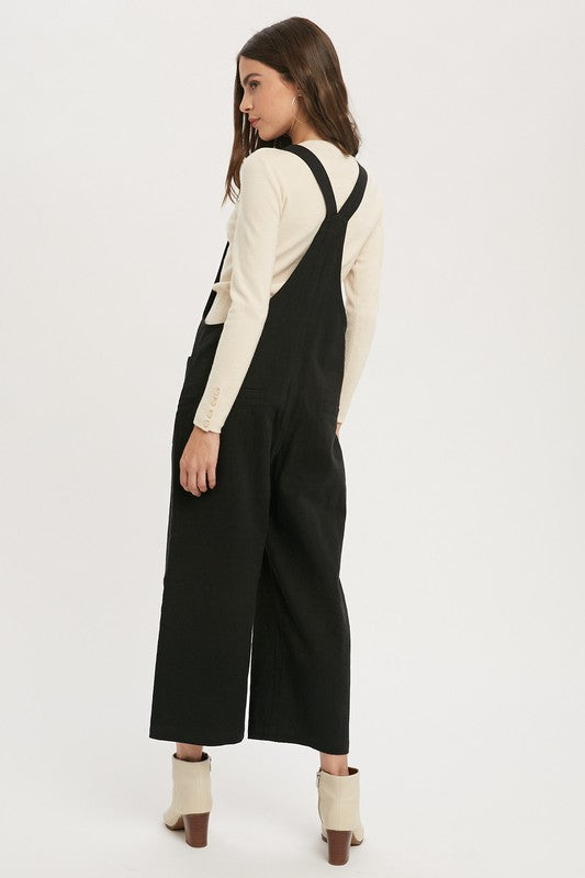 Black Linen Jumpsuit w/ Pockets Clothing Miou Muse   
