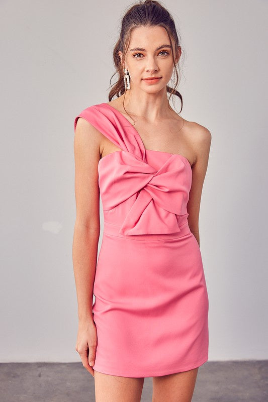 Pink One Shoulder Twist Cocktail Dress Peacocks & Pearls Lexington Pink One Shoulder Twist Cocktail Dress Peacocks & Pearls Lexington