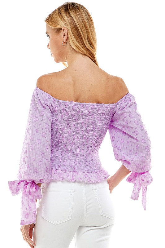 Lilac Textured OTS Top Clothing Pretty Follies   