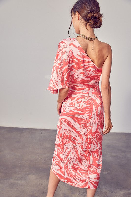One Shoulder Printed Wrap Dress Clothing Do+Be   