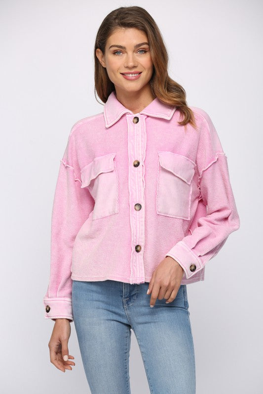 Washed Terry Cropped Jacket Clothing Fate S Pink 