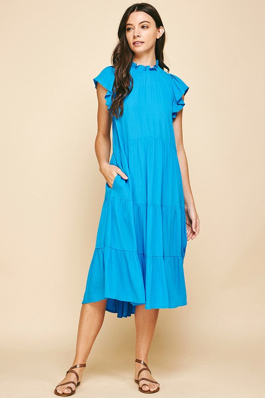 pinch tiered midi dress Ruffle Tiered Midi Dress