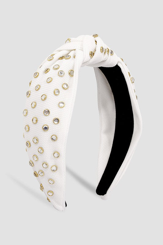 Waffled Rhinestone Topknot Headband Accessory Medy Jewelry   