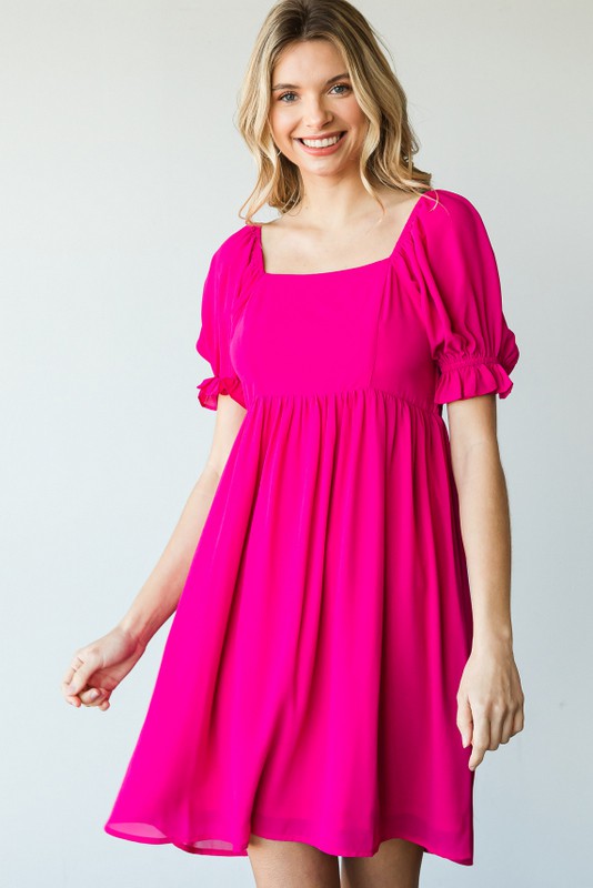 Pink On/Off Shoulder Baby Doll Dress Clothing Jodifl   