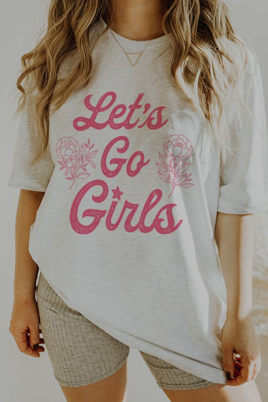 Let's Go Girl Graphic Oversized T-Shirt Clothing Golden Rose   