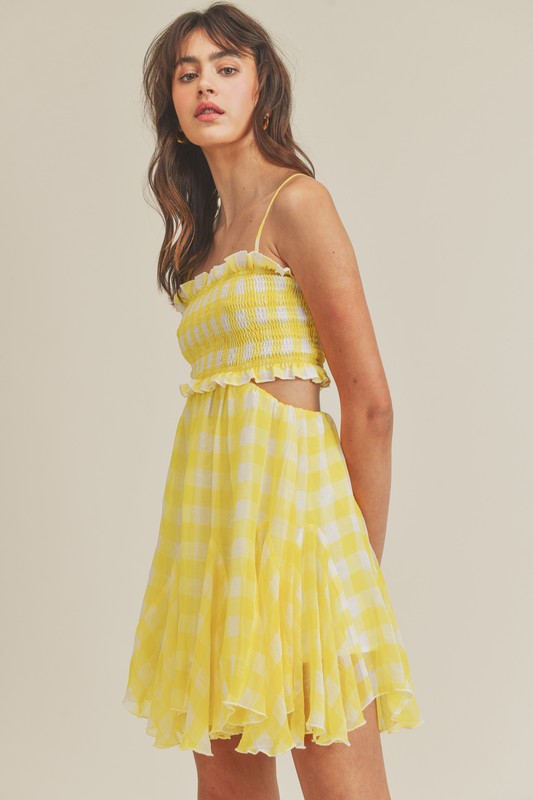 Yellow Gingham Smocked Dress Clothing Mabel   