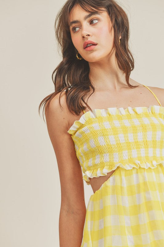 Yellow Gingham Smocked Dress Yellow Gingham Smocked Dress