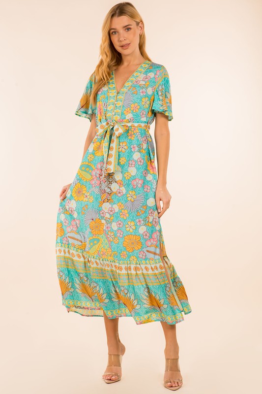 Floral Multi S/S True Wrap Dress Clothing Sunday Up   