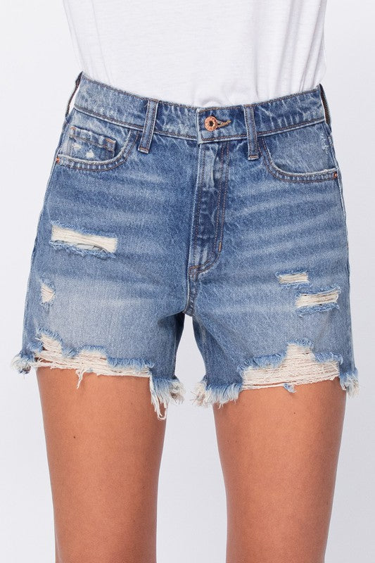 High Rise 90's Distressed Jean Shorts Clothing Sneak Peek   