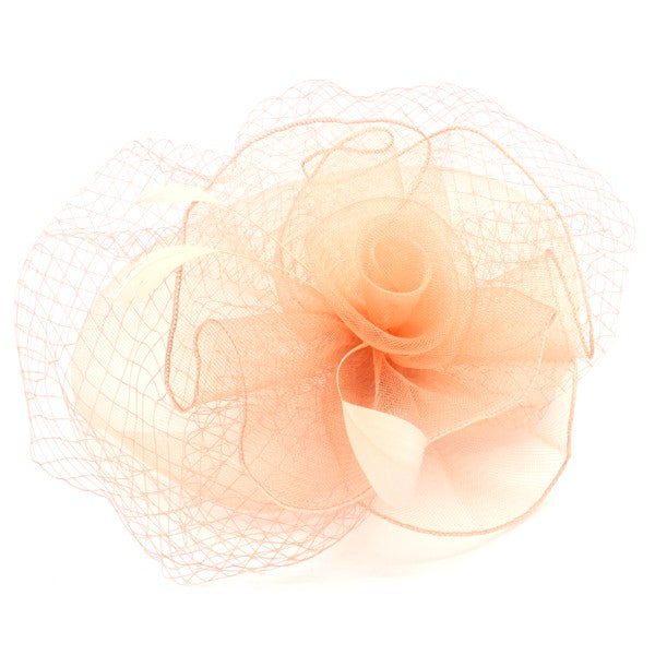 Flower Feather/ Net Fascinator Accessory Bella Chic Peach  