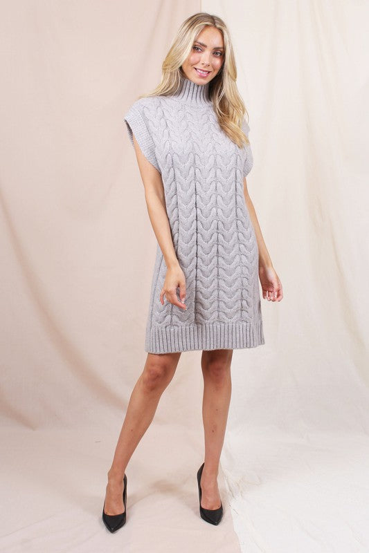 Grey Loose Cable Knit Sweater Dress Grey Loose Cable Knit Sweater Dress