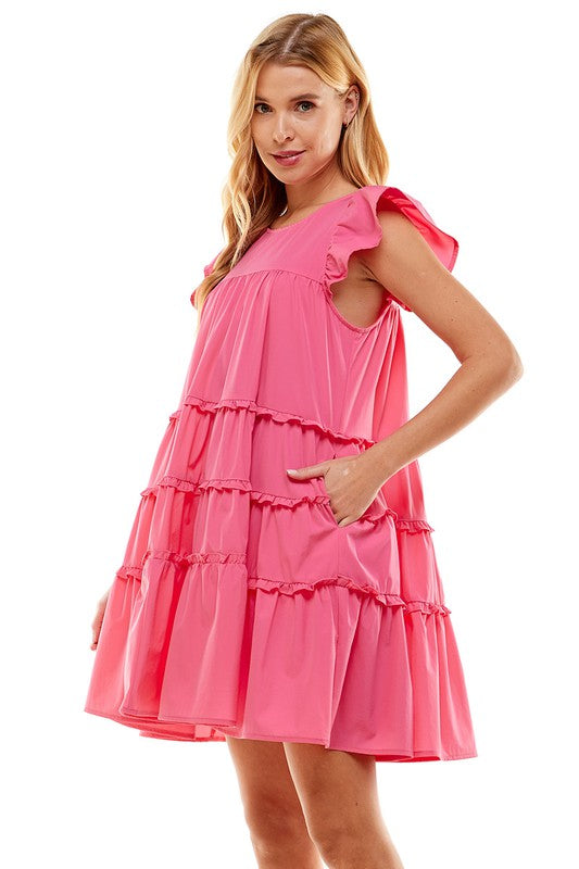Babydoll Tiered Ruffle Dress Clothing TCEC   