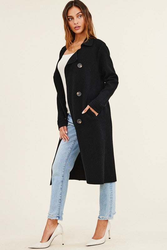 Knee Length Pea Coat w/ Belt Clothing Charlotte Avery   