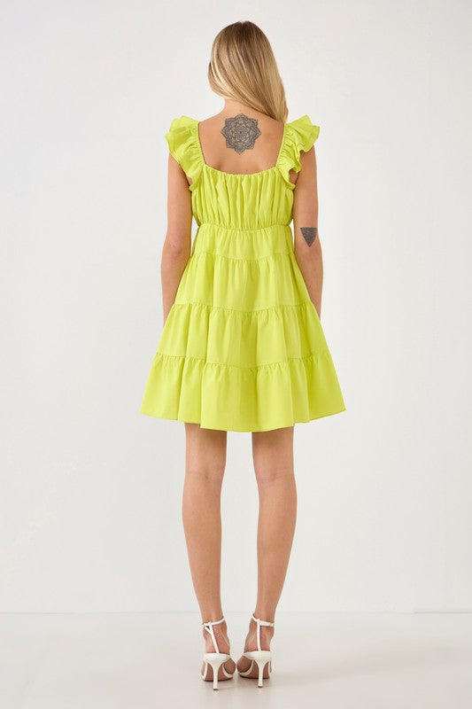 Lime Ruffled Sweetheart Tiered Dress Clothing August Apparel   