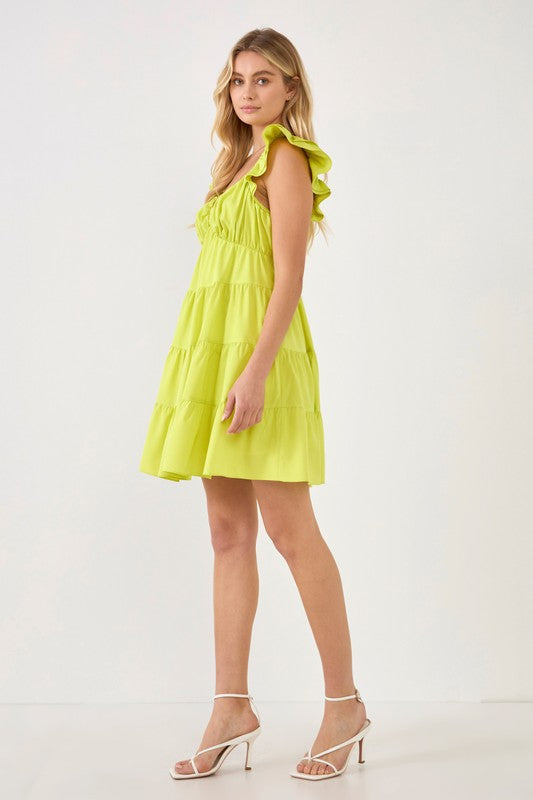 Lime Ruffled Sweetheart Tiered Dress Clothing August Apparel   
