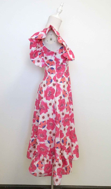 Floral Puff Sleeve Midi Dress Clothing Pretty Follies   