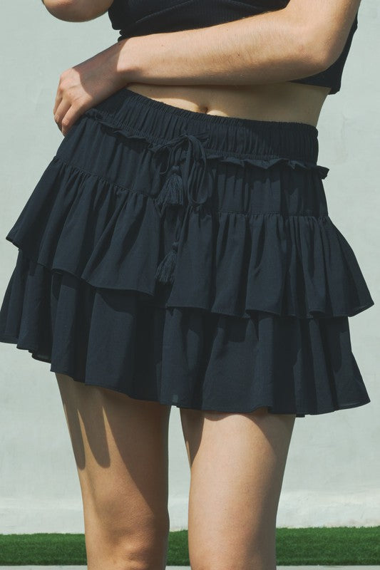 Ruffle Mini Skirt Clothing Labiz M Black 