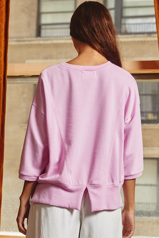 Oversized 3/4 Sleeve Sweatshirt with Slit Sides – Peacocks