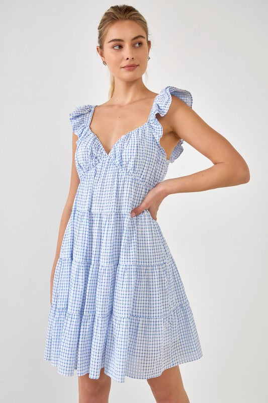 White/Navy Gingham Tiered Dress White/Navy Gingham Tiered Dress