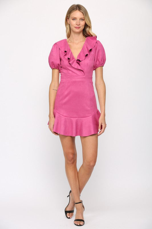pink suede dress outfit Floral Wrap Dress