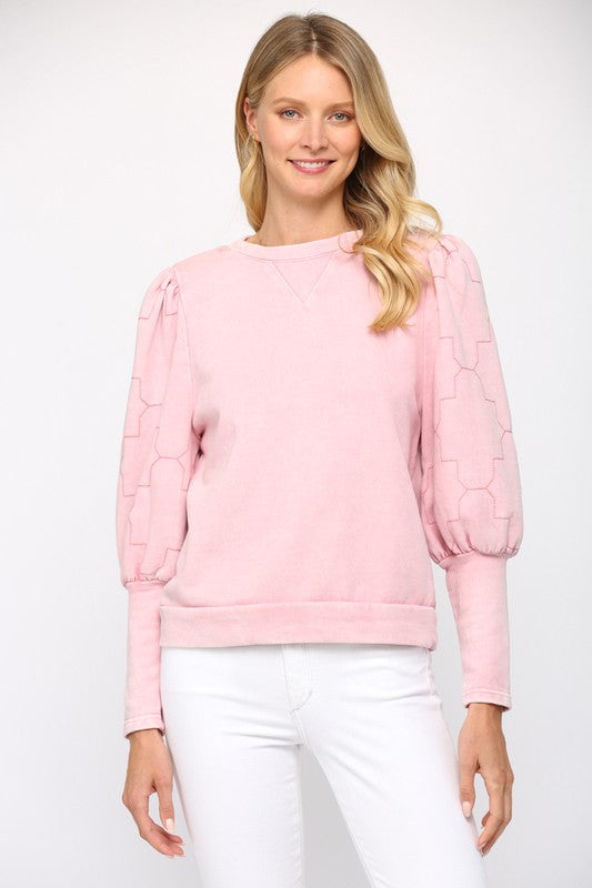 Quilted Puff Sleeve Top Clothing Fate   