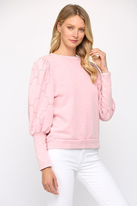 Quilted Puff Sleeve Top Clothing Fate   