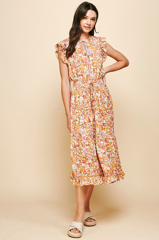 pinch tiered midi dress Pinch Floral Tiered Dress Capri by Sunset & Co