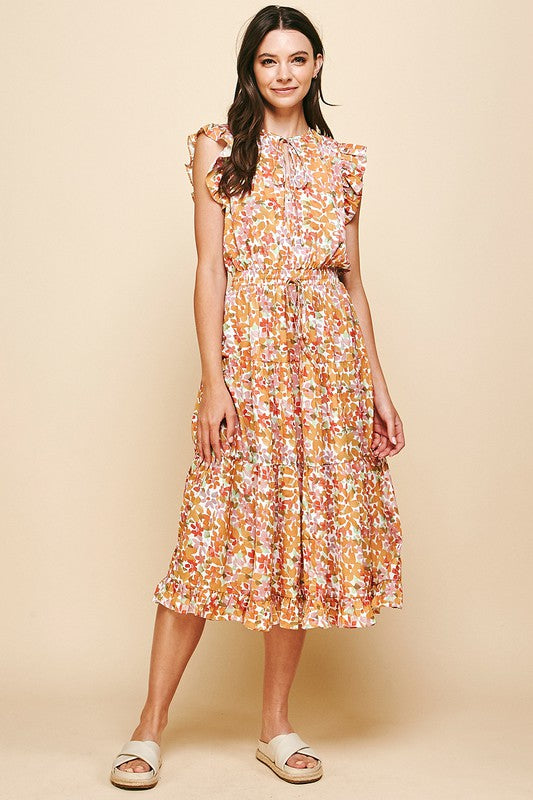 Fall Floral Tiered Midi Dress Clothing Pinch   