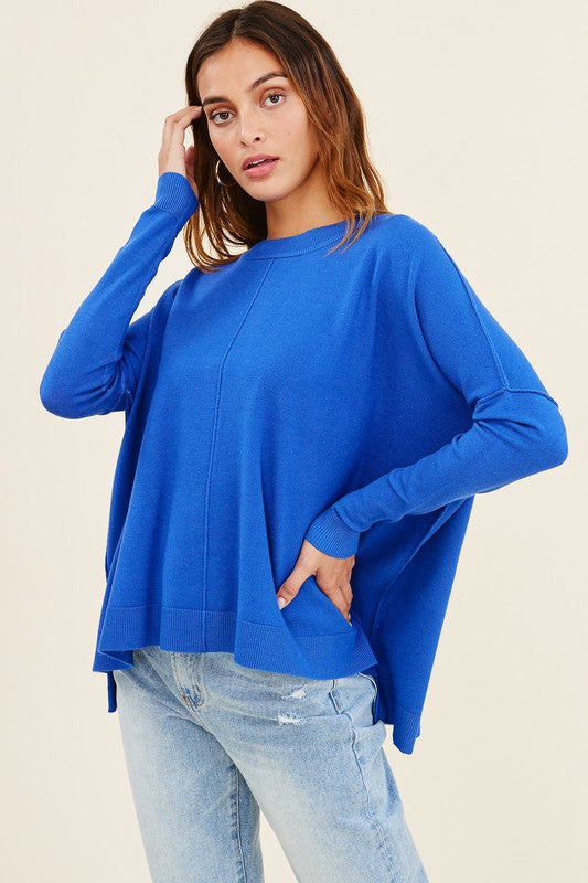 Dolman Slv Square Hem Sweater Clothing Charlotte Avery Blue S 