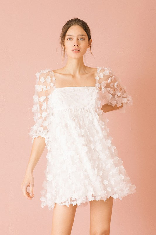 Wht Glitter Daisies Mini Dress Clothing Storia   