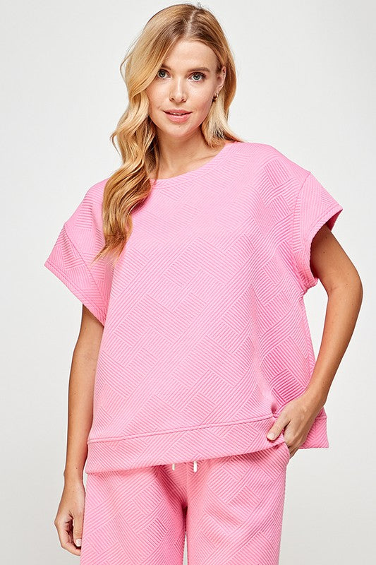 Pink Chevron Textured Set Clothing See And Be Seen Top S 