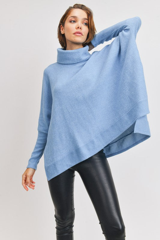 Brushed Knit Cowl Neck High Low Boxy Swtr – Peacocks Pearls